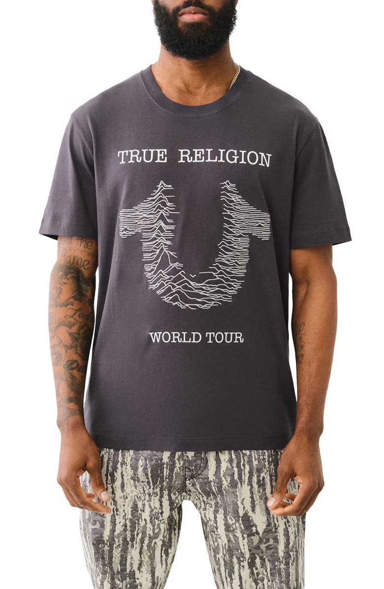 True Religion Topographic Embroidered Graphic T-Shirt, Main, color, 