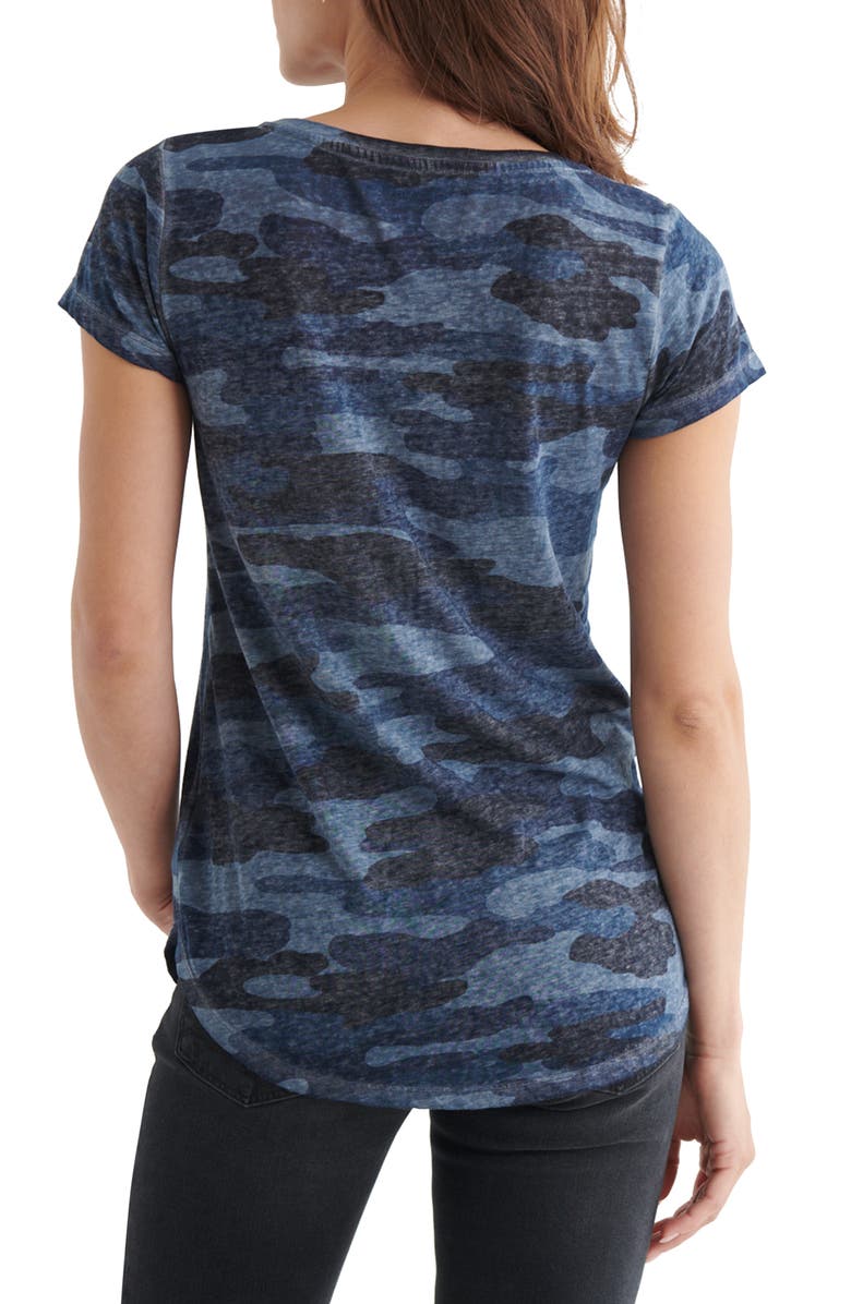 Lucky Brand Camo Burnout T-Shirt, Alternate, color, Blue Multi