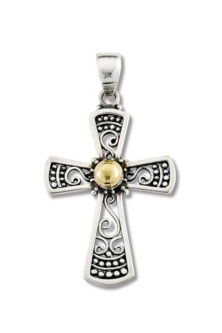 Cross Pendant, Main, color, SILVER AND GOLD