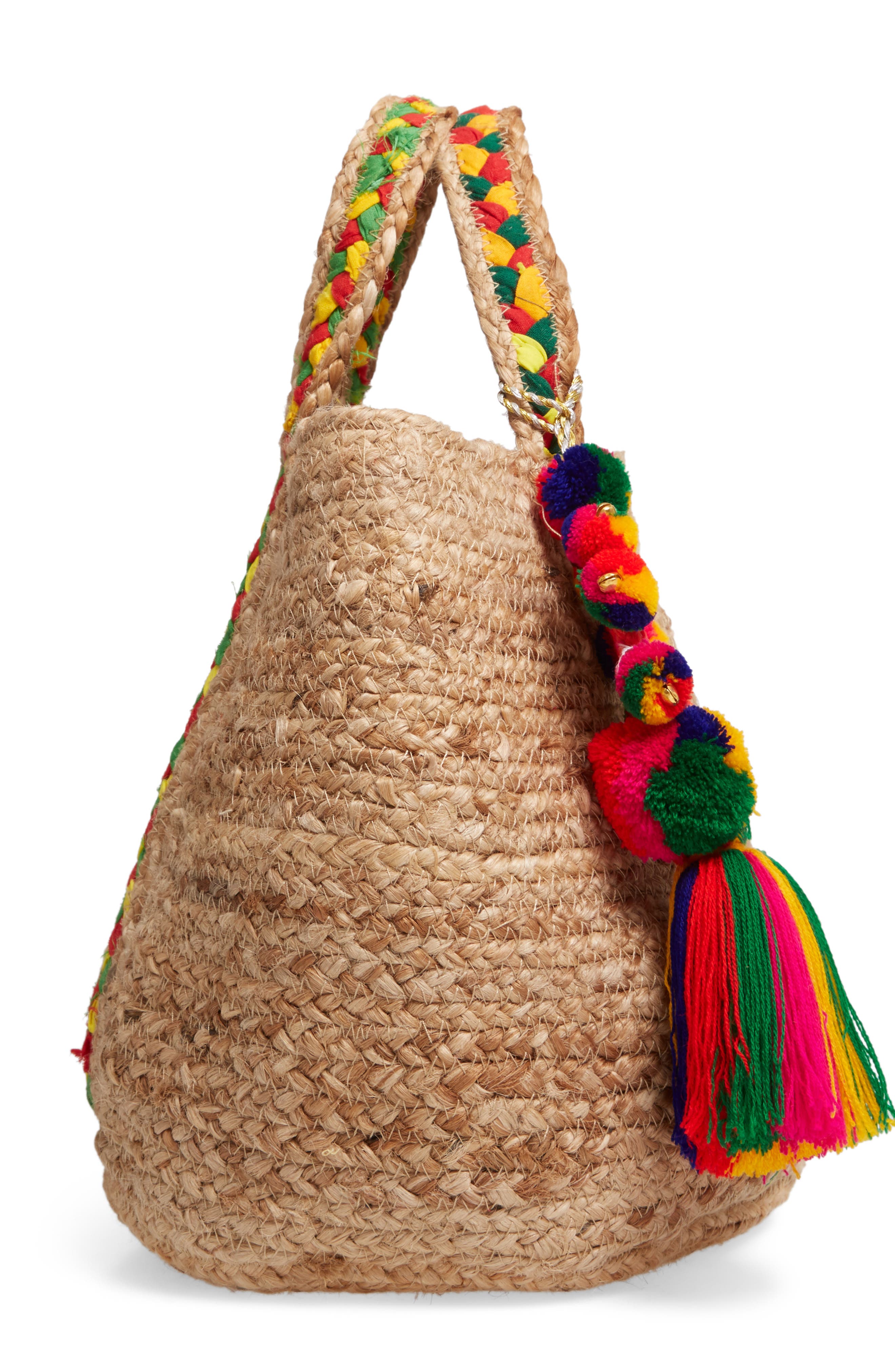 Bangie Woven Tote, Alternate, color, BEIGE/ MULTI