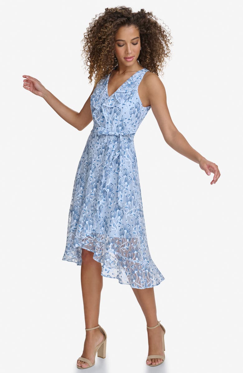 Kensie Two-Tone Lace Dress, Alternate, color, Blue Multi