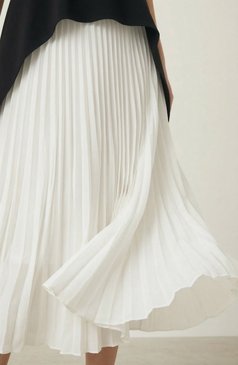 Modenaire Halter Neck Asymmetric Layered Dress, Alternate, color, Black / White