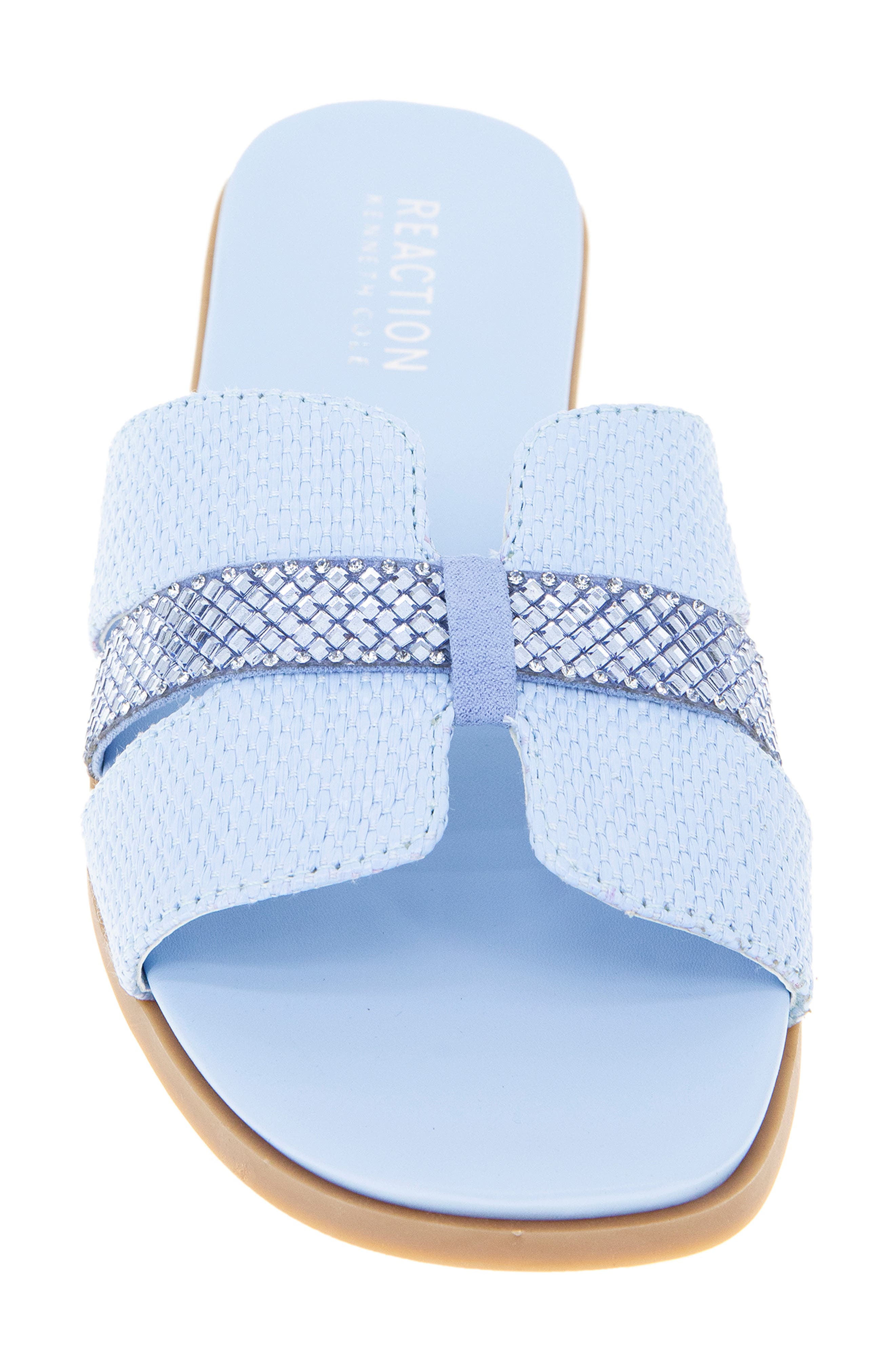 Kenneth Cole Reaction Whisp Rhinestone Slide Sandal, Alternate, color, Sky Blue Weave