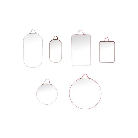 Velvet Framed Mini Wall Mirrors, Set of 6