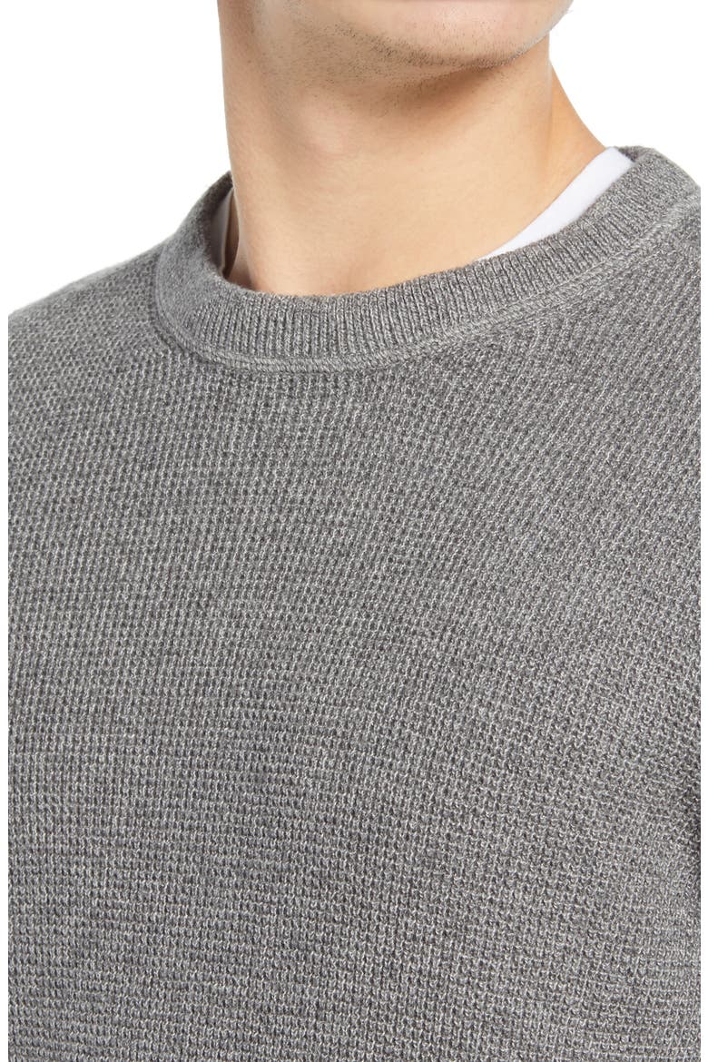 Waffle Knit Crewneck Sweater, Alternate, color, GREY SHADE MARL