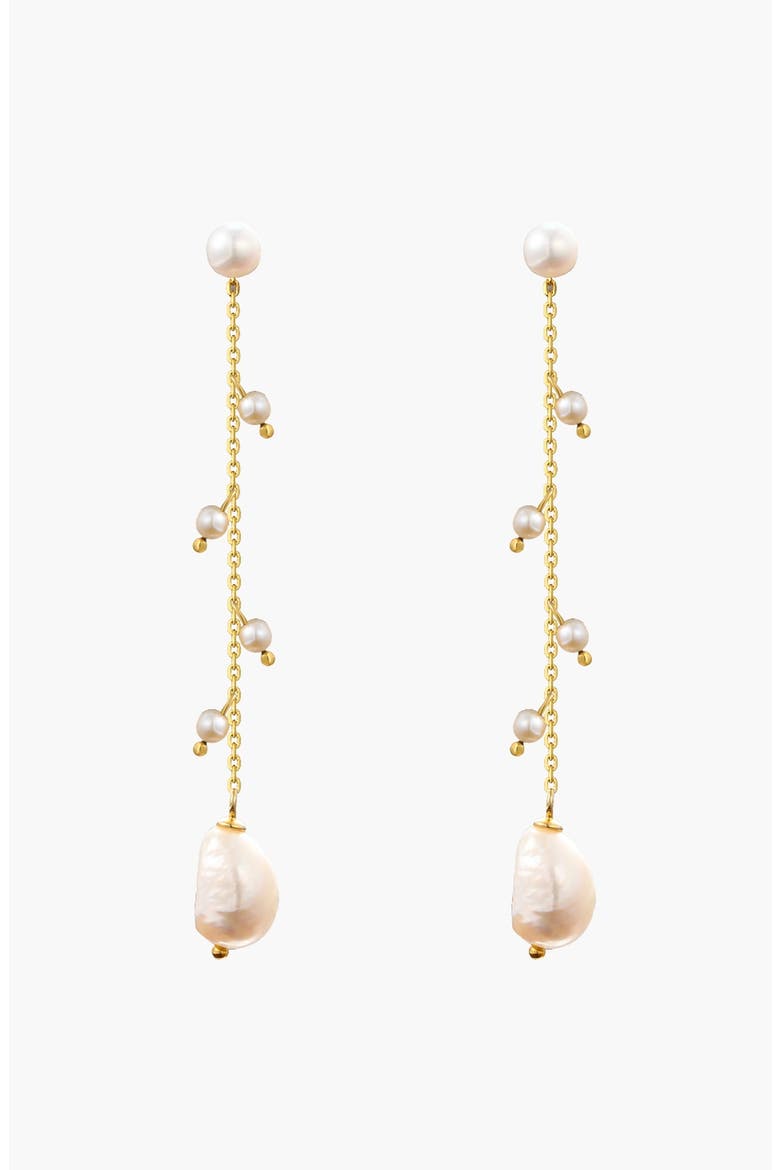 Baroque Pearl Waterfall Tassel Earrings, Main, color, Gold