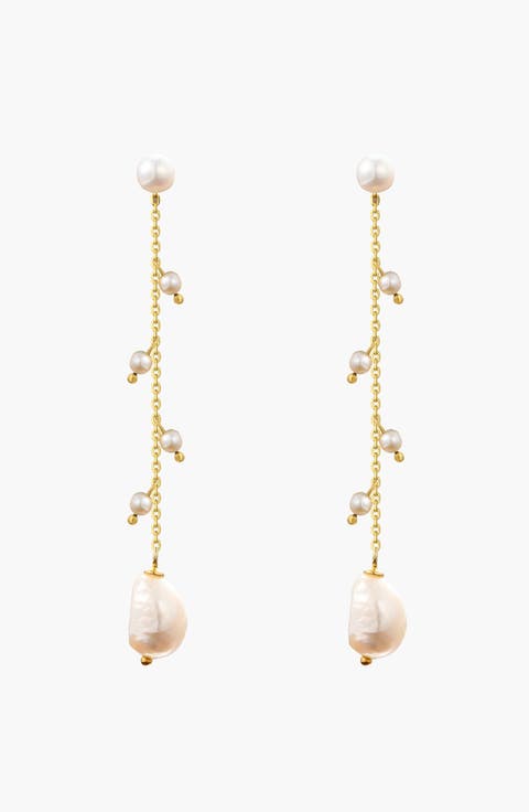 Baroque Pearl Waterfall Tassel Earrings