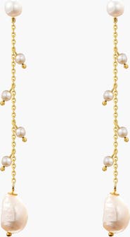 Kellery Baroque Pearl Waterfall Tassel Earrings