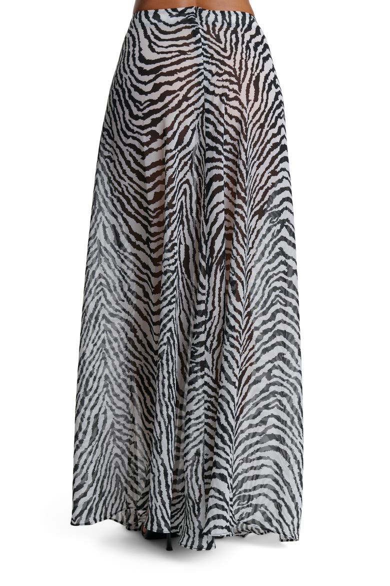 Chiffon A-Line Maxi Skirt, Alternate, color, ZEBRA WHITE/ BLACK