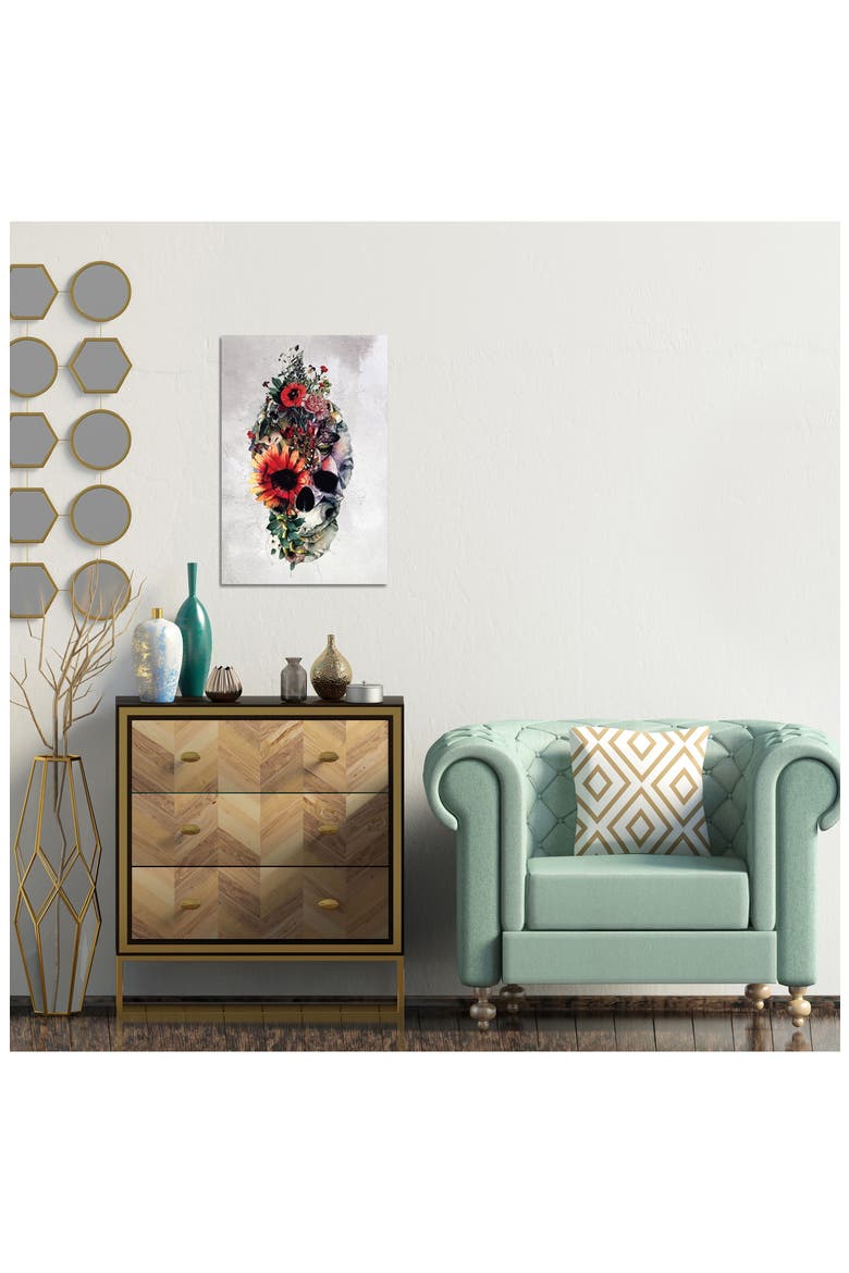 Two Face Skull Canvas Art by Riza Peker, 18"x26", Alternate, color, GREEN