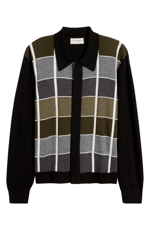 OFFICINE GENERALE OFFICINE GÉNÉRALE BRENNAN CHECK COLLARED WOOL CARDIGAN 