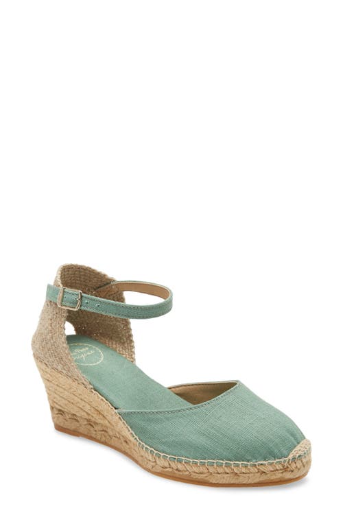 Toni Pons 'Caldes' Linen Wedge Sandal in Mint Fabric 