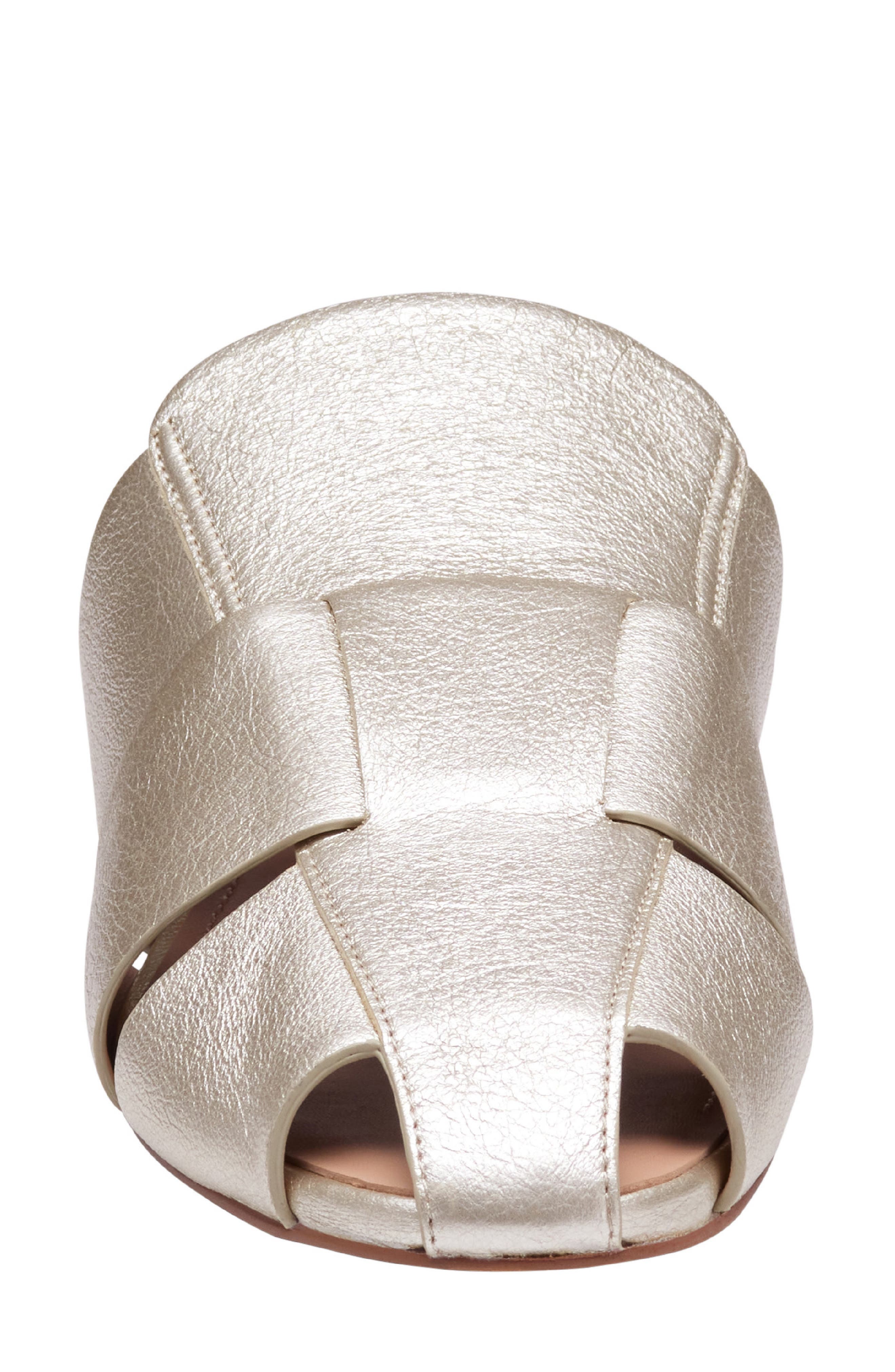 Johnston 
Murphy Claire Leather Fisherman Mule Sandal, Alternate, color, Platinum Metallic Sheepskin