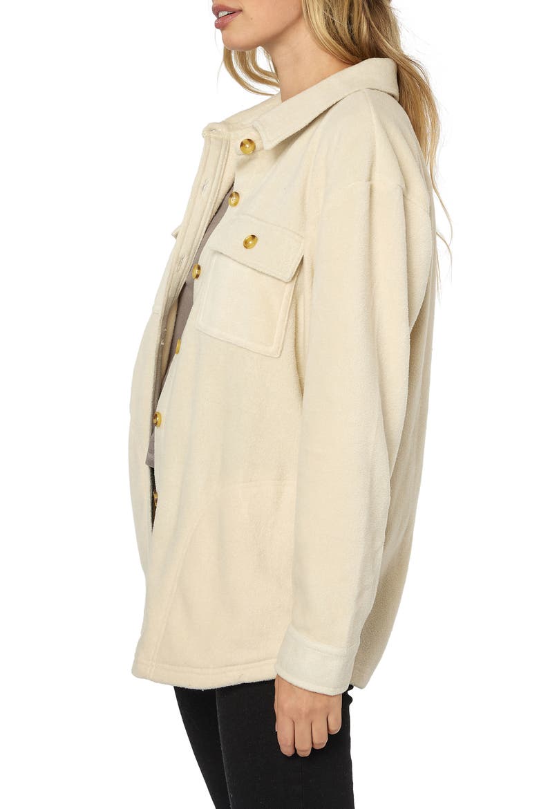 Collins Solid Fleece Shirt Jacket, Alternate, color, STONE