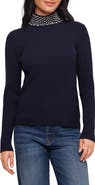 Karen Kane Pearl Embellished Turtleneck Sweater