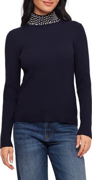 Karen Kane Pearl Embellished Turtleneck Sweater
