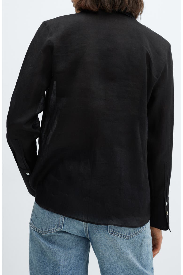 Ramie Button-Up Shirt, Alternate, color, BLACK