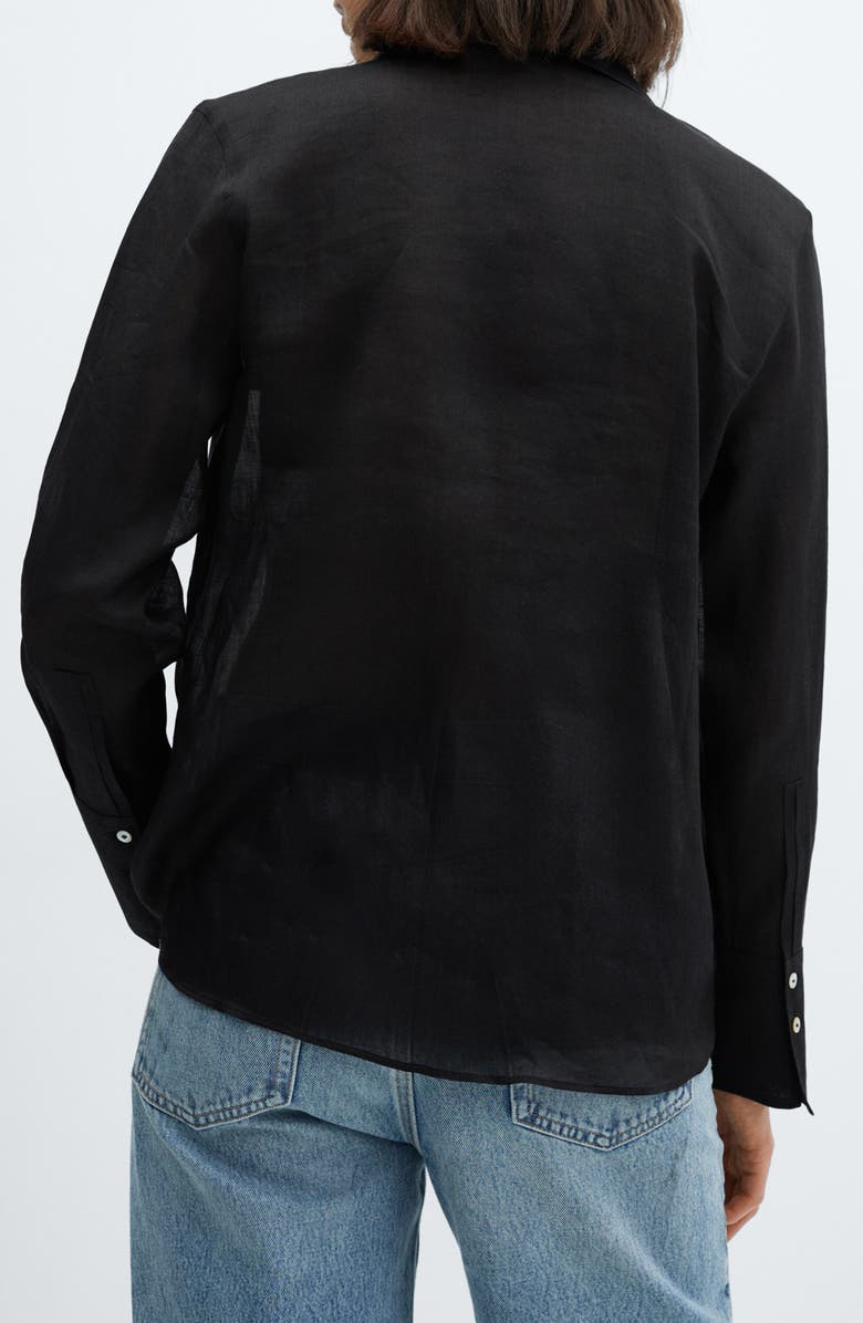 MANGO Ramie Button-Up Shirt, Alternate, color,