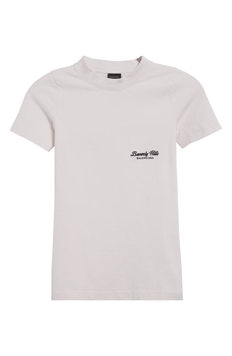 Balenciaga Logo Fitted Stretch Cotton T-Shirt, Main, color, 