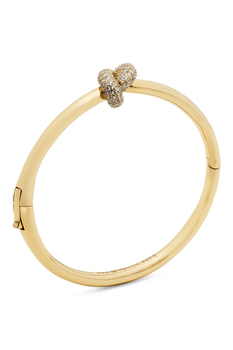 Pavé Knot Hinge Bangle, Alternate, color, CLEAR/ GOLD