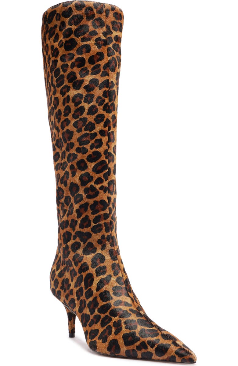Arezzo Sasha Pointed Toe Knee High Boot, Main, color, Natural Leopard