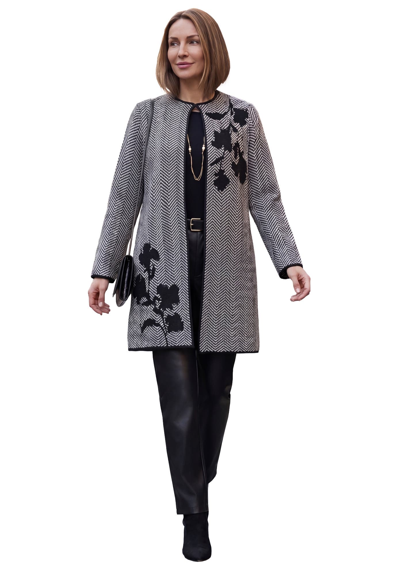 selected BLACK HERRINGBONE FLORAL
