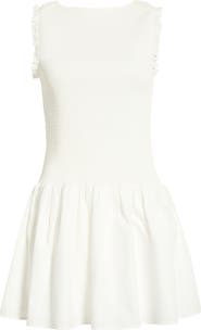 WAYF Esme Smocked Poplin Minidress