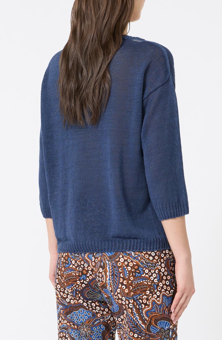 Weekend Max Mara Cannone Linen Sweater, Alternate, color, Navy