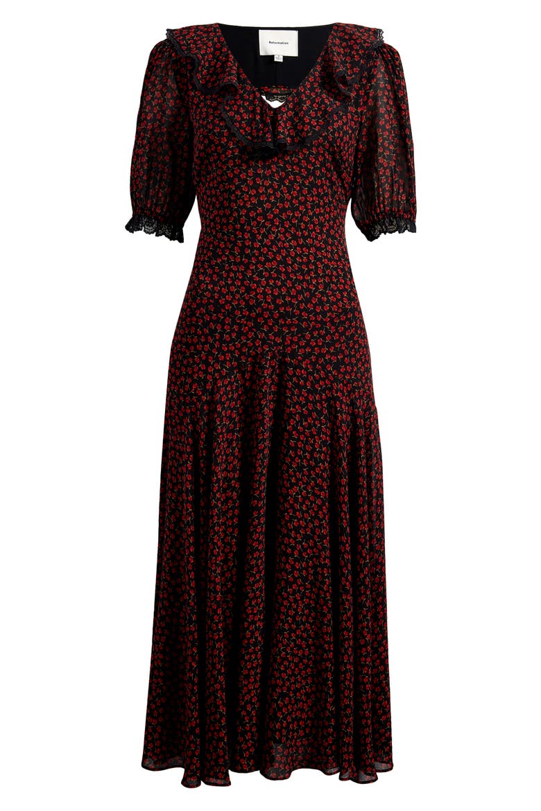 Evra Lace Trim Maxi Dress, Main, color, ROWAN