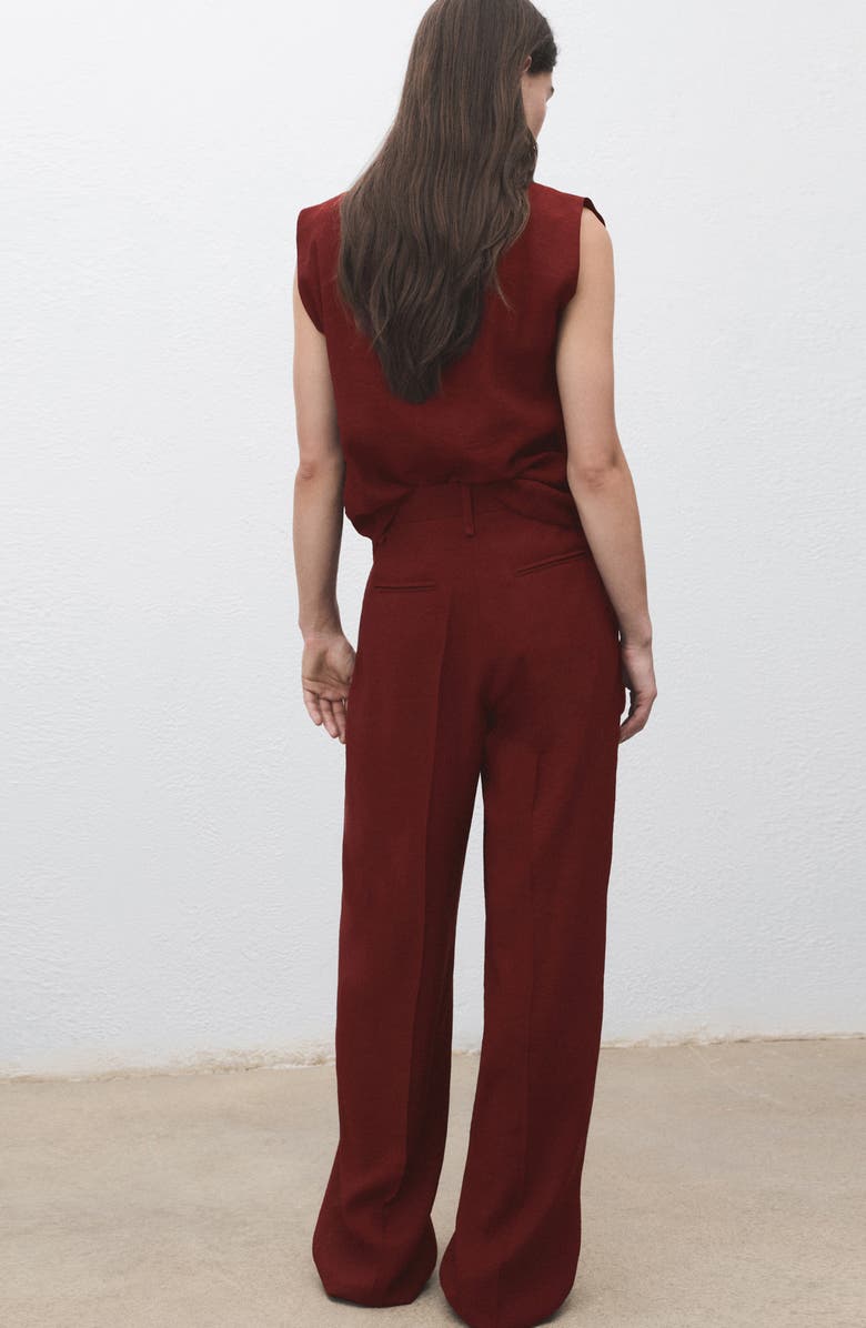 MANGO Pleated Straight Fit Pants, Alternate, color, Medium Red