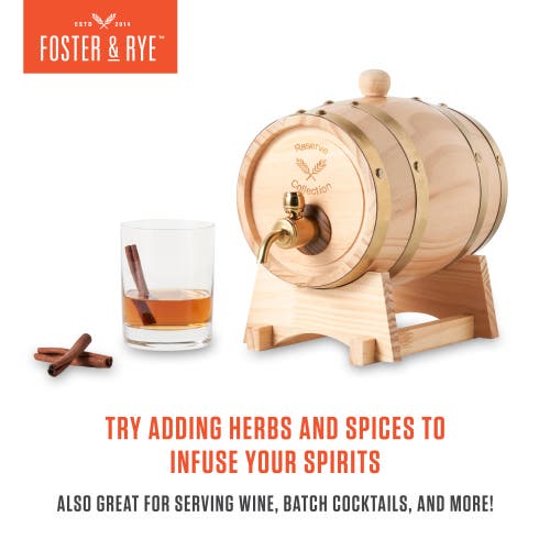 Foster & Rye Whiskey Barrel Drink Dispenser In Brown