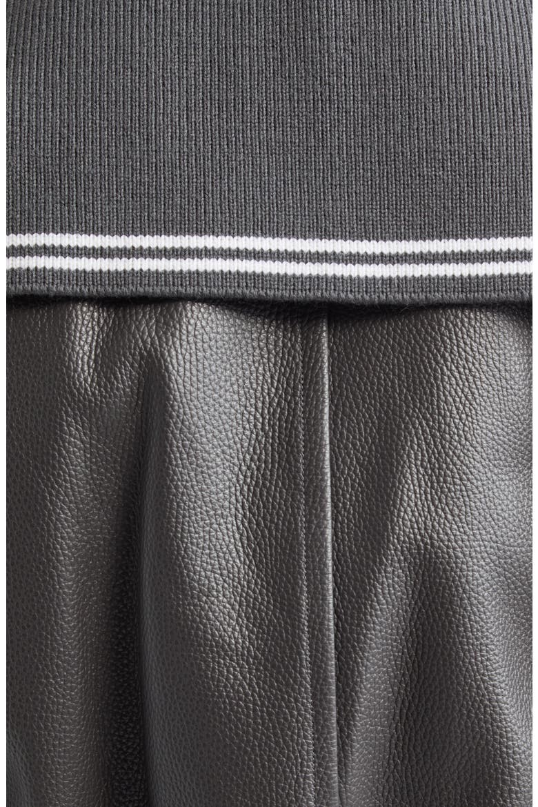 Oversized Raglan Sleeve Leather Blouson Jacket, Alternate, color, DARK GREY