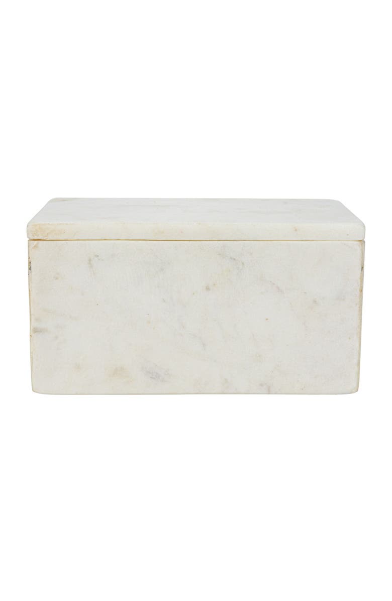 Storied Home Marble Box Storage Container with Lid, White, Alternate, color,