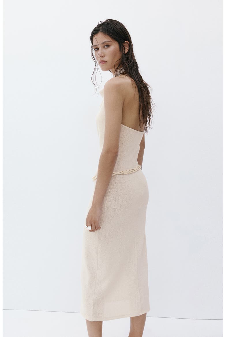 Halter Knit Dress with Belt, Alternate, color, ECRU