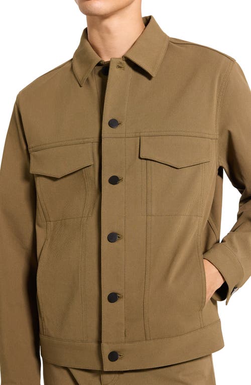 Theory River Cotton Blend Twill Trucker Jacket In Brown