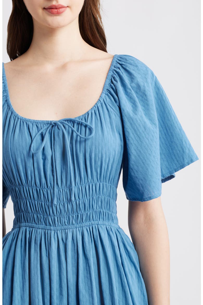 Yemanja Short Sleeve Cotton Fit & Flare Dress, Alternate, color, BLEU JEAN