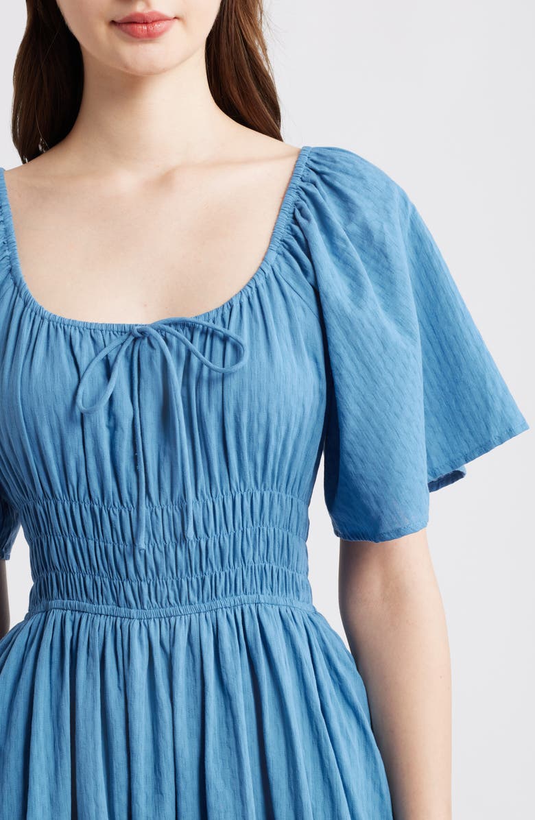 FRNCH Yemanja Short Sleeve Cotton Fit & Flare Dress, Alternate, color, Bleu Jean