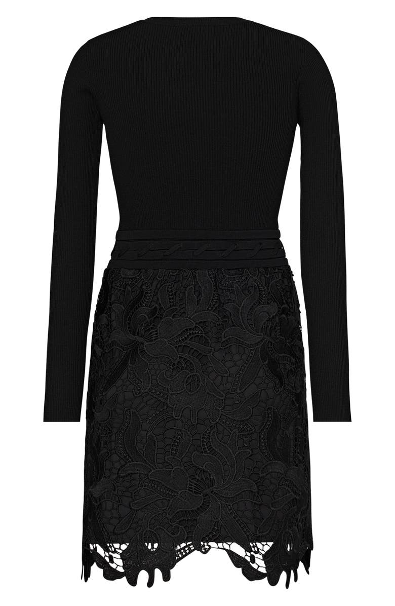 Milly Katie Lace Long Sleeve Knit Minidress, Alternate, color,