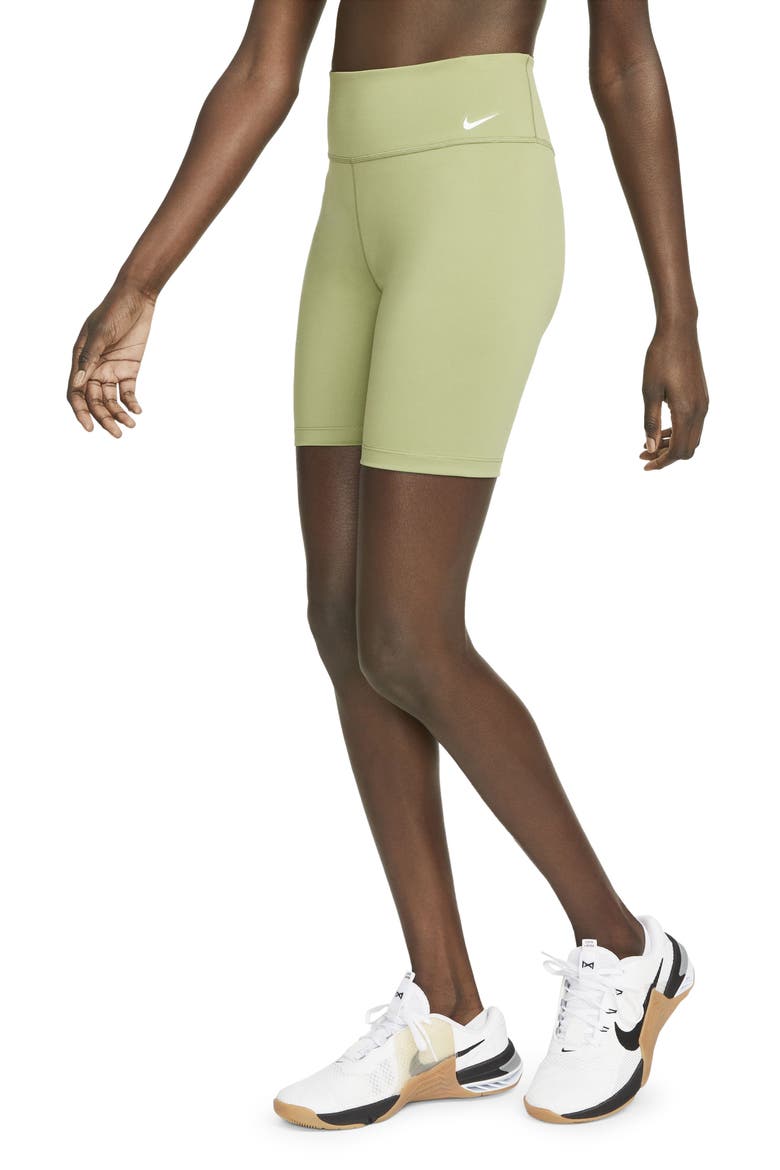 One Mid-Rise Bike Shorts, Main, color, ALLIGATOR/ WHITE
