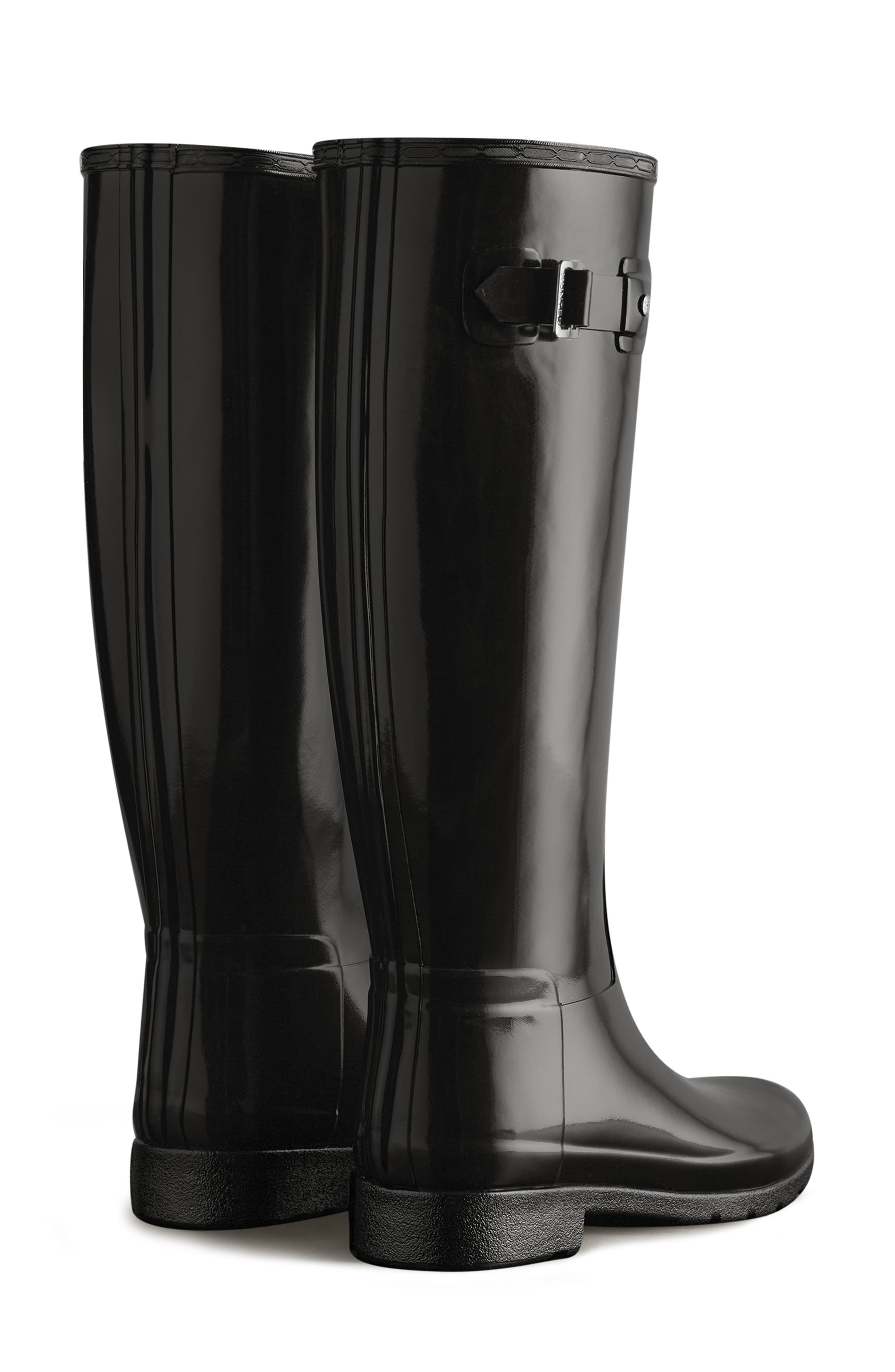 Hunter Refined Tall Gloss Waterproof Rain Boot, Alternate, color, 