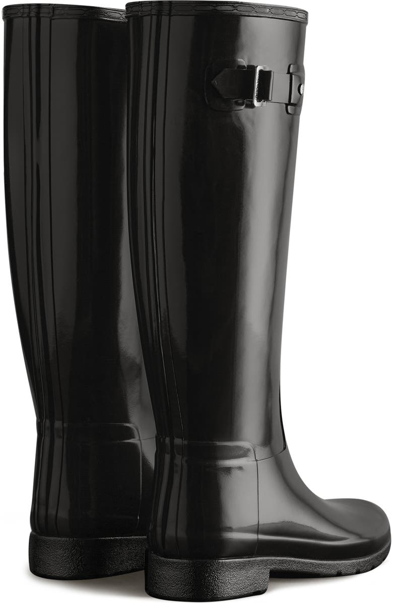 Hunter Refined Tall Gloss Waterproof Rain Boot, Alternate, color,