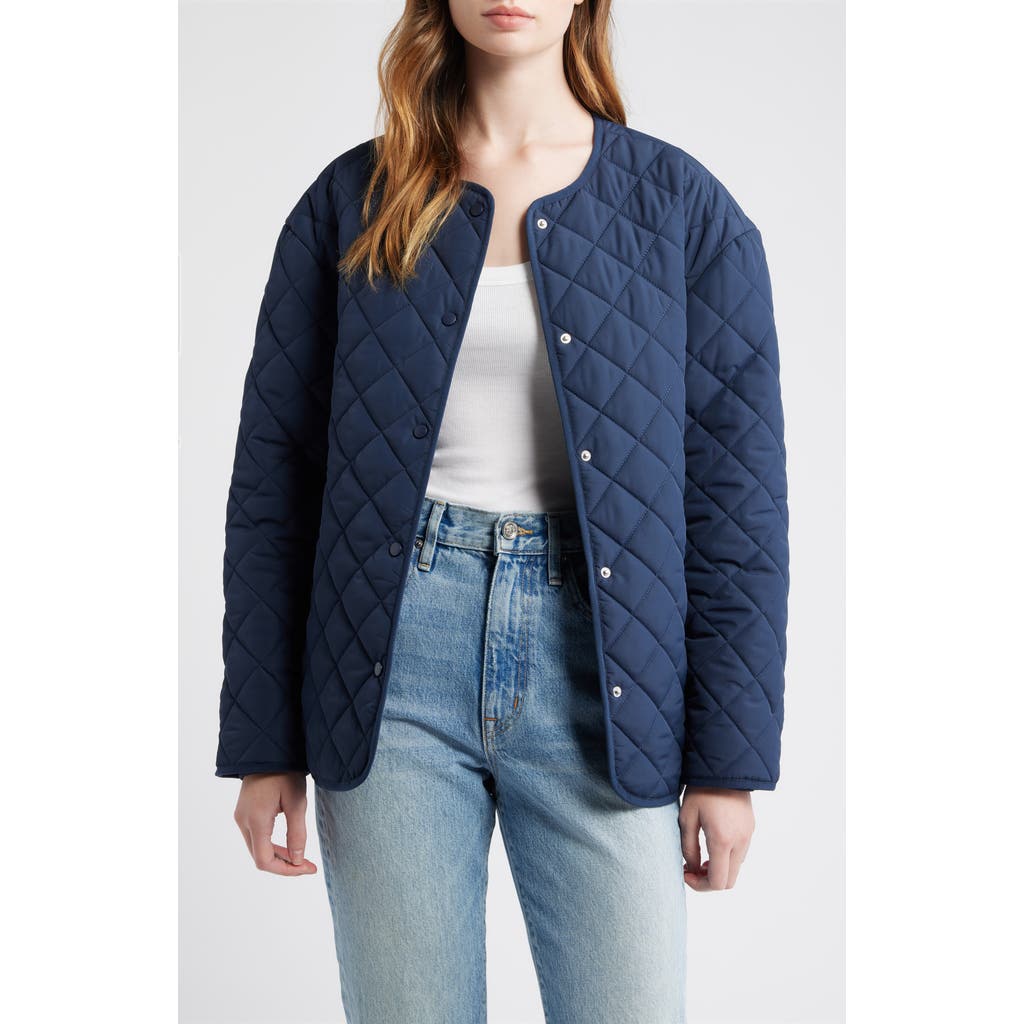 Thread & Supply Quilted Puffer Jacket In Blue