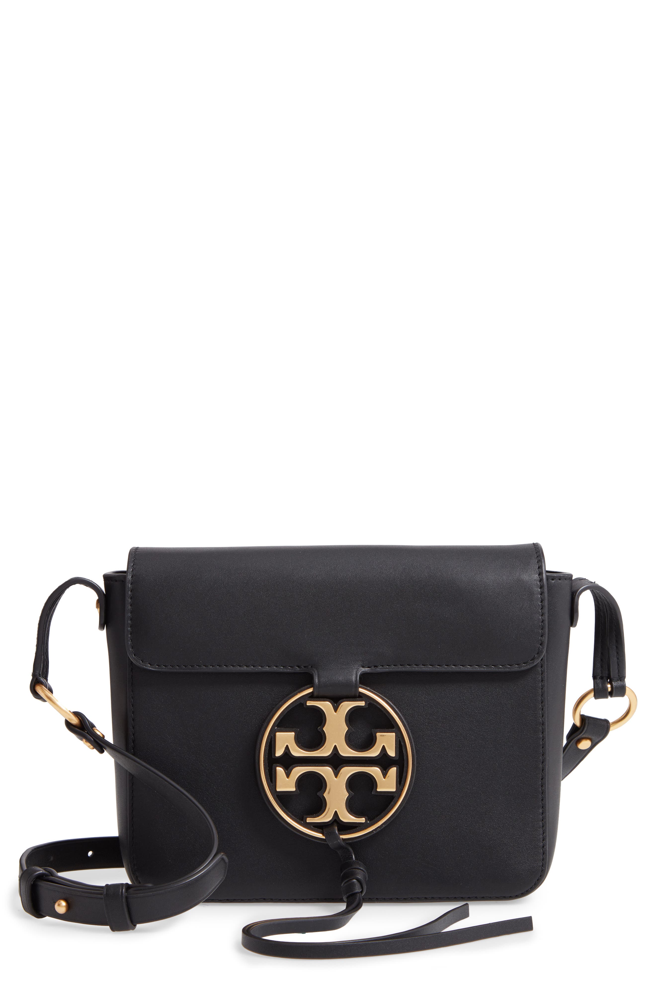 Tory Burch Miller Metal Logo Leather Flap Crossbody Bag, Main, color, 