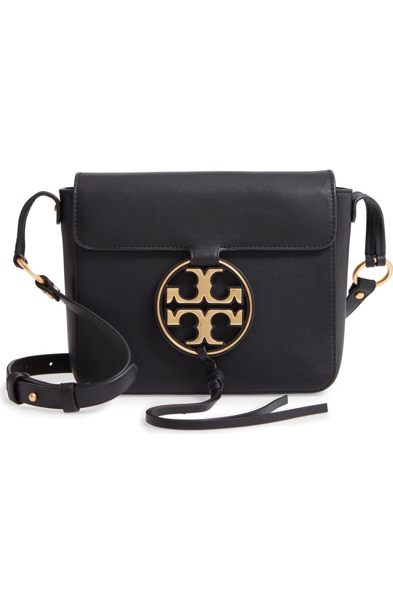 Tory Burch Miller Metal Logo Leather Flap Crossbody Bag, Main, color,
