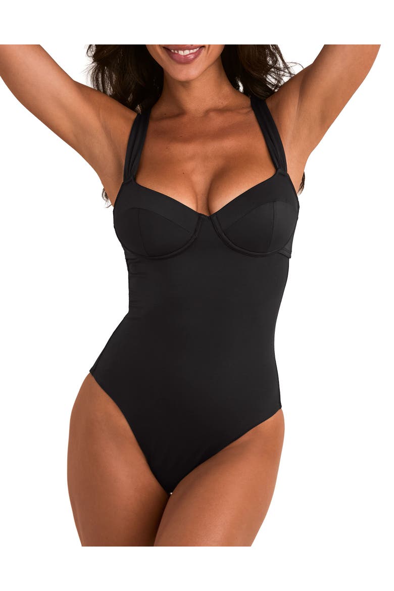 Cariba Swimwear One Piece Swimsuit, Alternate, color, Black