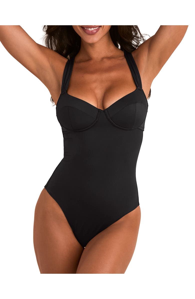 Adore Me Cariba Swimwear One Piece Swimsuit, Alternate, color, Black