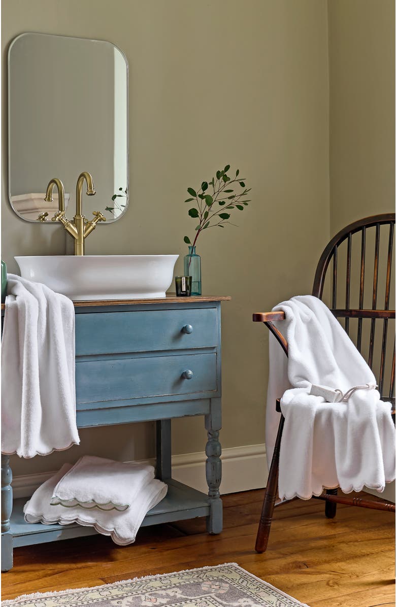 CHRISTY Scallop Edge Luxury Turkish Cotton Hand Towels, Alternate, color, Silver