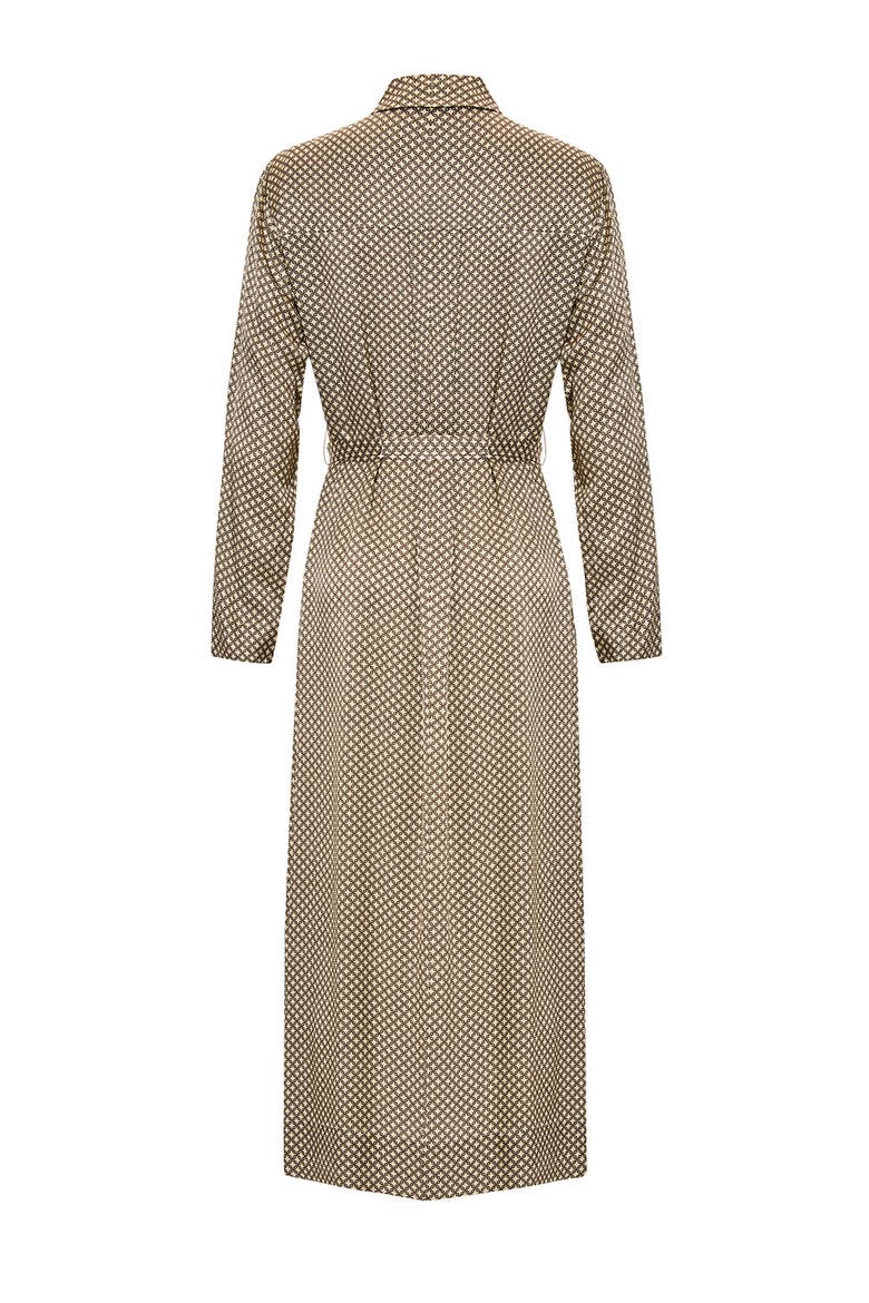 Clio Midi Shirt Dress, Alternate, color, Brown Patterned