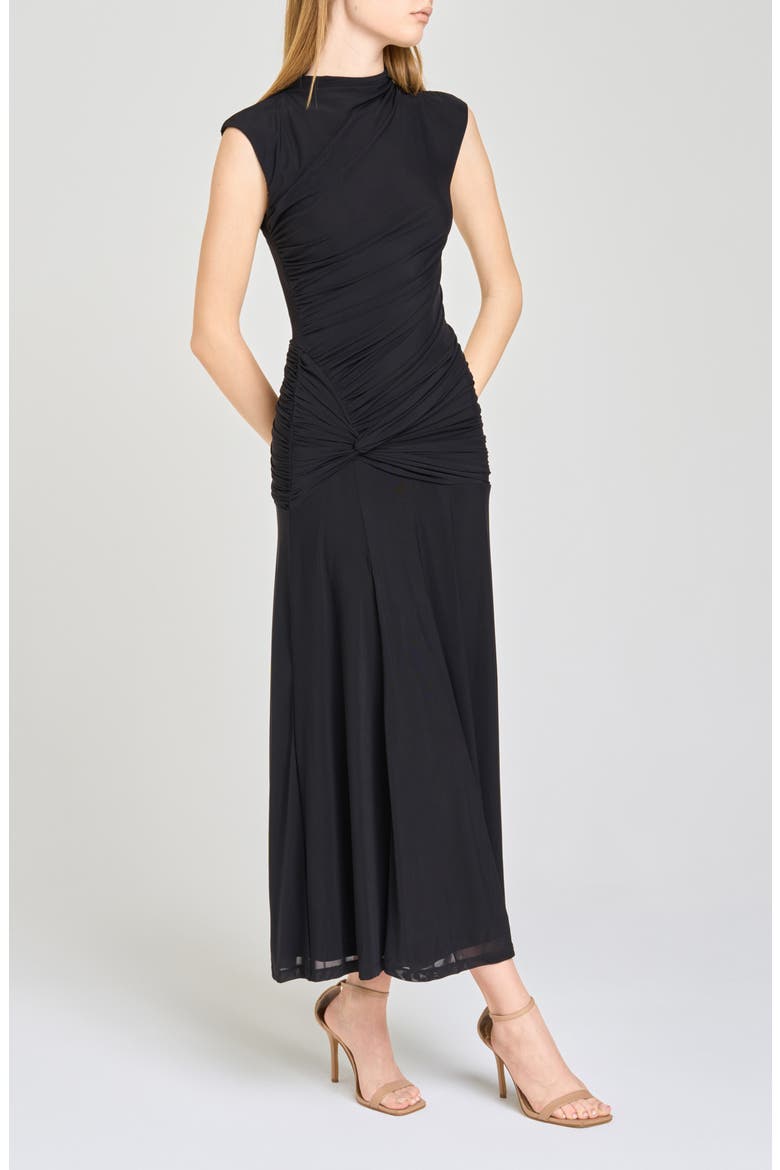 Sarielle Ruched Maxi Dress, Alternate, color, BLACK