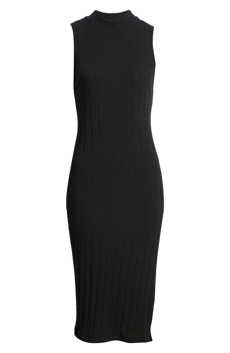 All in Favor Mock Neck Ribbed Midi Dress, Alternate, color, 